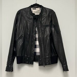 Rogan Lambskin Motorcycle Jacket Mens Black. Size Medium.